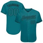 Custom Team Name and Number Personalized Teal-Black Baseball Jersey - Authentic Design Personalized Teal Teal-Black Authentic