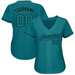 Custom Team Name and Number Personalized Teal-Black Baseball Jersey - Authentic Design Personalized Teal Teal-Black Authentic