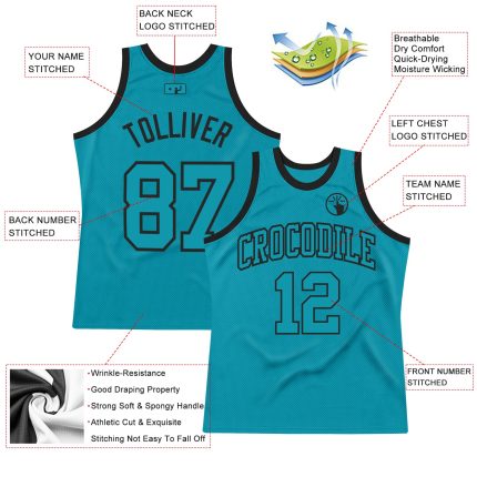 Custom Name and Number Personalized Teal Black Basketball Jersey - Authentic Throwback Team Jersey Personalized Teal Teal-Black