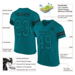 Customizable Teal Football Jersey with Team Name and Number - Authentic Mesh Sport Apparel Personalized Teal Teal-Black Mesh