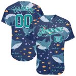 Personalized Sharks Baseball Jersey - Teal White 3D Pattern Design Authentic Sportswear Personalized Teal Teal-White 3D Pattern
