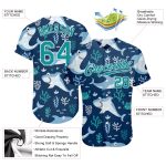 Custom Sharks Baseball Jersey with Personalized Name and Number, Teal 3D Pattern Design, Authentic Team Apparel Personalized