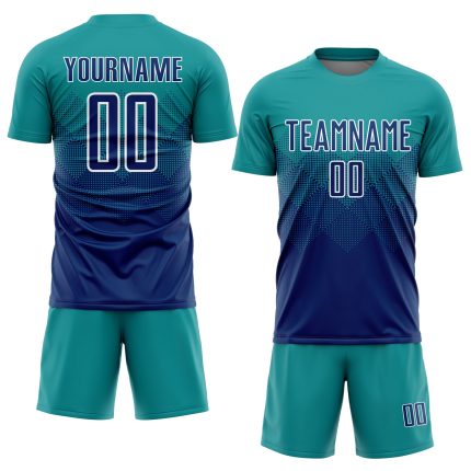 Custom US Navy Blue Teal Soccer Jersey with Name and Number - Personalized Sublimation Uniform Personalized Teal US Navy