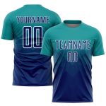 Custom US Navy Blue Teal Soccer Jersey with Name and Number - Personalized Sublimation Uniform Personalized Teal US Navy