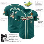 Custom Name & Number Personalized Teal USA Flag Vintage Baseball Jersey, Authentic Cream Design Personalized Teal Vintage