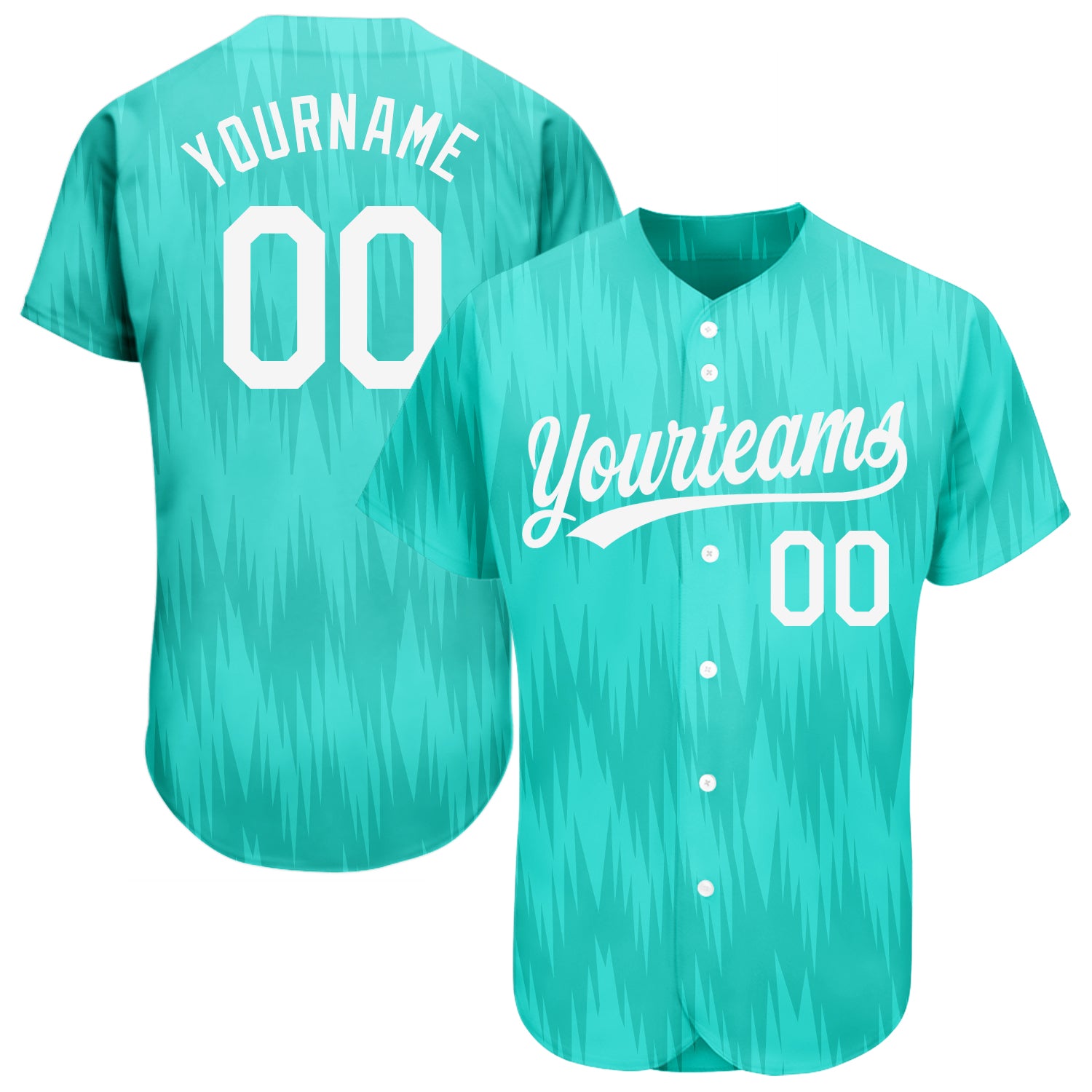 Custom Name and Number Baseball Jersey - Personalized Teal and White 3D Pattern Design Personalized Teal White 3D Pattern