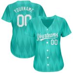 Custom Name and Number Baseball Jersey - Personalized Teal and White 3D Pattern Design Personalized Teal White 3D Pattern
