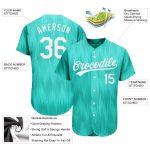 Custom Name and Number Baseball Jersey - Personalized Teal and White 3D Pattern Design Personalized Teal White 3D Pattern