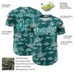 Custom Name and Number Baseball Jersey with Teal White 3D Boats and Fish Pattern Design Personalized Teal White 3D Pattern