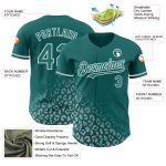 Custom Name & Number Leopard Print Baseball Jersey - Personalized Teal White 3D Pattern Fade Design Fashion Apparel Personalized
