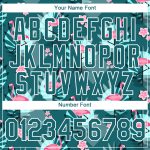 Tropical Hawaii Flamingo Custom Name and Number Performance T-Shirt with Teal White 3D Pattern Design Personalized Teal White