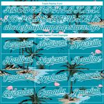 Custom Hawaii Palm Trees Baseball Jersey - Personalized Teal White 3D Pattern with Name and Number Personalized Teal White