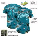 Custom Hawaii Palm Trees Baseball Jersey - Personalized Teal White 3D Pattern with Name and Number Personalized Teal White