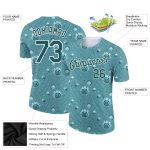 Custom Tropical Palm Leaf and Flower Performance T-Shirt with Personalized Teal White 3D Pattern, Team Name and Number Personalized