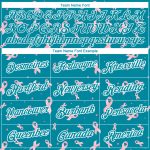 Custom Name and Number Teal White 3D Pink Ribbon Breast Cancer T-Shirt Personalized Teal White 3D Pink Ribbon Breast Cancer