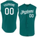 Custom Team Name and Number Personalized Teal and White Baseball Jersey Sleeveless Authentic Design Personalized Teal White