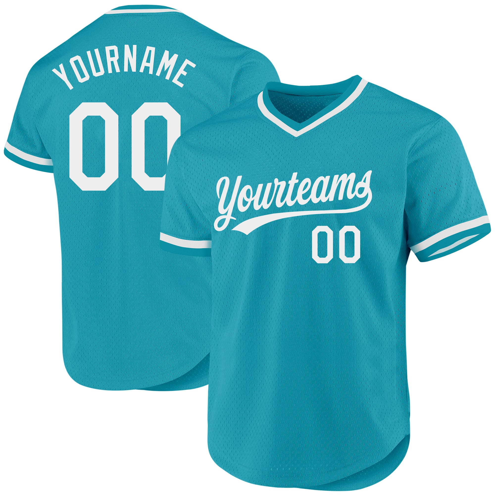 Custom Name and Number Personalized Throwback Baseball Jersey - Teal White Team Jersey Personalized Teal White Authentic