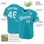 Custom Name and Number Personalized Throwback Baseball Jersey - Teal White Team Jersey Personalized Teal White Authentic