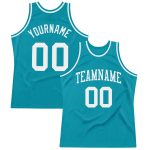 Custom Team Basketball Jersey with Personalized Name and Number - Authentic Throwback Teal and White Design Personalized