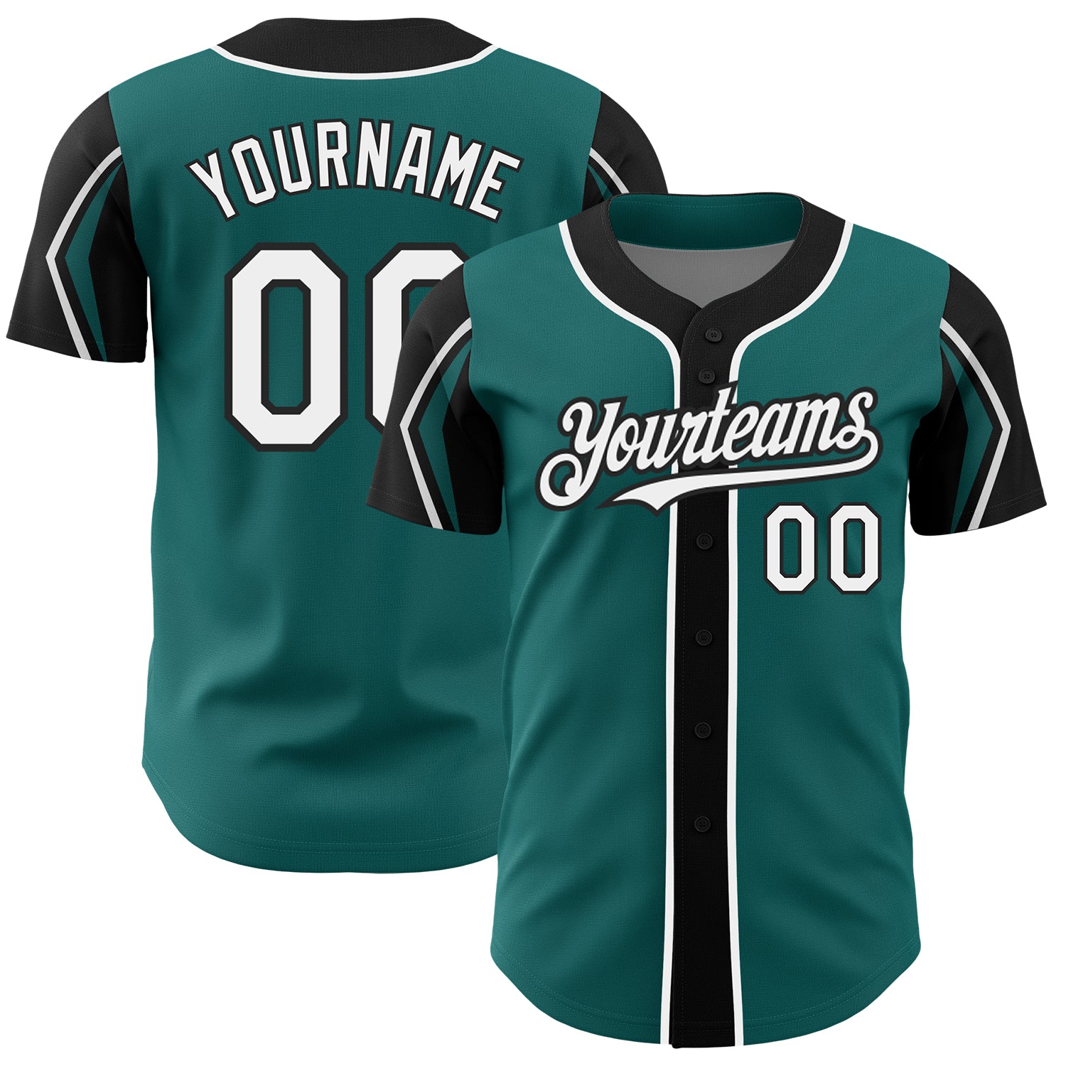 Custom Name and Number Authentic Baseball Jersey in Teal White and Black - Personalized Team Jersey Personalized Teal White-Black