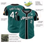 Custom Name and Number Authentic Baseball Jersey in Teal White and Black - Personalized Team Jersey Personalized Teal White-Black