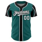 Custom Name and Number Authentic Baseball Jersey in Teal White and Black - Personalized Team Jersey Personalized Teal White-Black