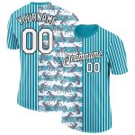 Custom Animal Zebra Performance T-Shirt with 3D Teal White-Black Design | Personalized Team Name and Number Personalized