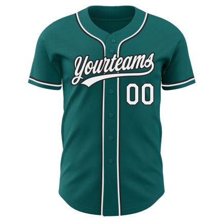 Personalized Teal Authentic Baseball Jersey - Black and White Mens Sports Apparel Personalized Teal White-Black Authentic