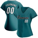 Custom Name and Number Authentic Baseball Jersey - Personalized Teal and Black Team Jersey Personalized Teal White-Black