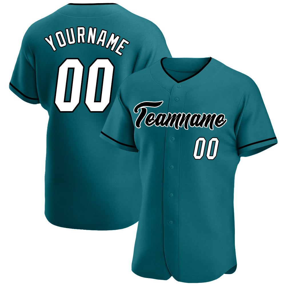 Custom Name and Number Authentic Baseball Jersey - Personalized Teal and Black Team Jersey Personalized Teal White-Black