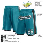 Custom Team Basketball Shorts with Personalized Name & Number in Teal, White, and Black Personalized Teal White-Black Authentic