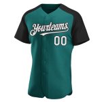 Custom Team Baseball Jersey with Personalized Name and Number - Teal White Black Authentic Raglan Sleeves Personalized Teal