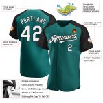 Custom Team Baseball Jersey with Personalized Name and Number - Teal White Black Authentic Raglan Sleeves Personalized Teal