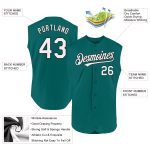 Custom Name Number Authentic Sleeveless Baseball Jersey Teal White Black - Personalized Team Jersey Personalized Teal White-Black