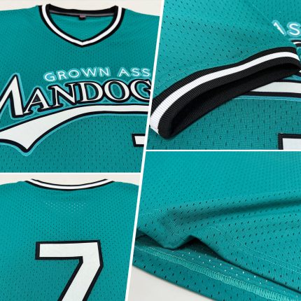 Custom Authentic Throwback Baseball Jersey | Personalized Teal White-Black with Name & Number Personalized Teal White-Black