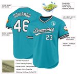 Custom Authentic Throwback Baseball Jersey | Personalized Teal White-Black with Name & Number Personalized Teal White-Black