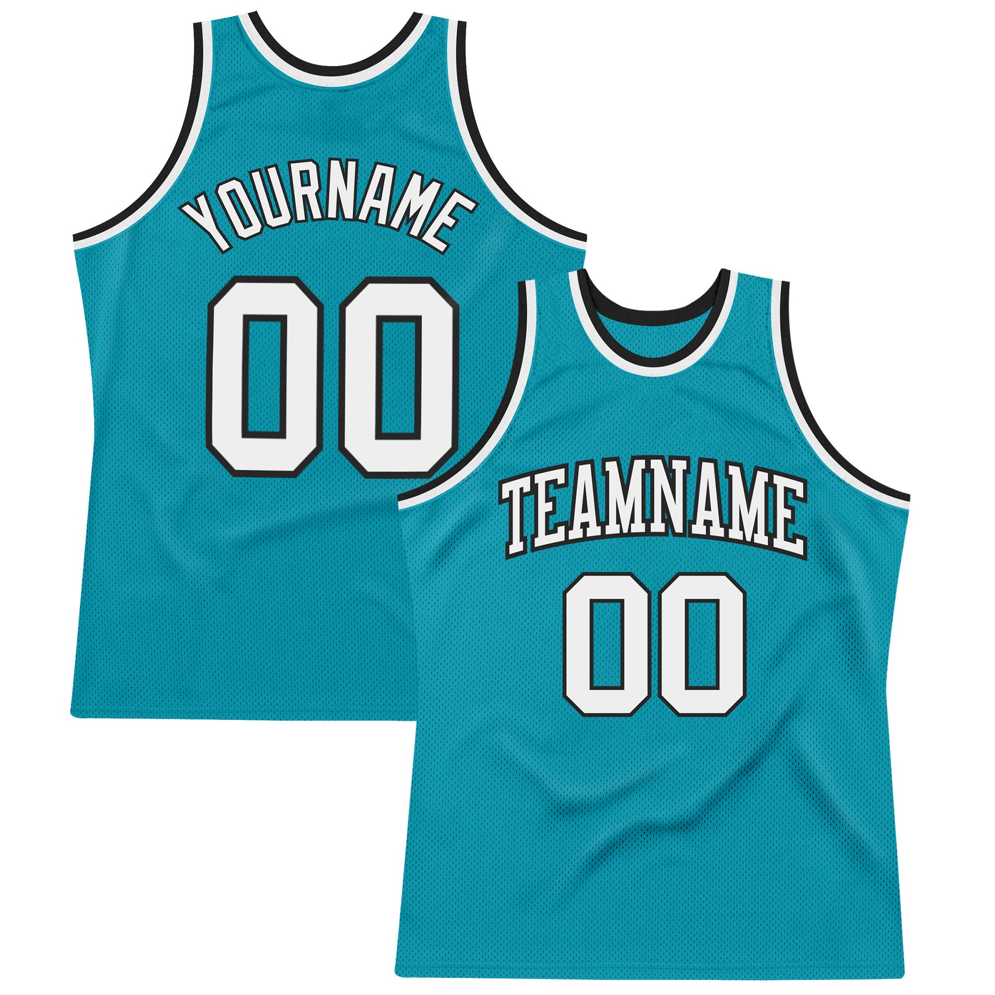 Personalized Authentic Basketball Jersey - Teal White Black Throwback Style Personalized Teal White-Black Authentic Throwback