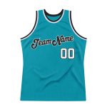 Custom Name Number Teal White Black Basketball Jersey - Personalized Authentic Throwback Team Jersey Personalized Teal White-Black