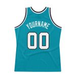 Custom Name Number Teal White Black Basketball Jersey - Personalized Authentic Throwback Team Jersey Personalized Teal White-Black