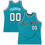 Custom Name Number Teal White Black Basketball Jersey - Personalized Authentic Throwback Team Jersey Personalized Teal White-Black