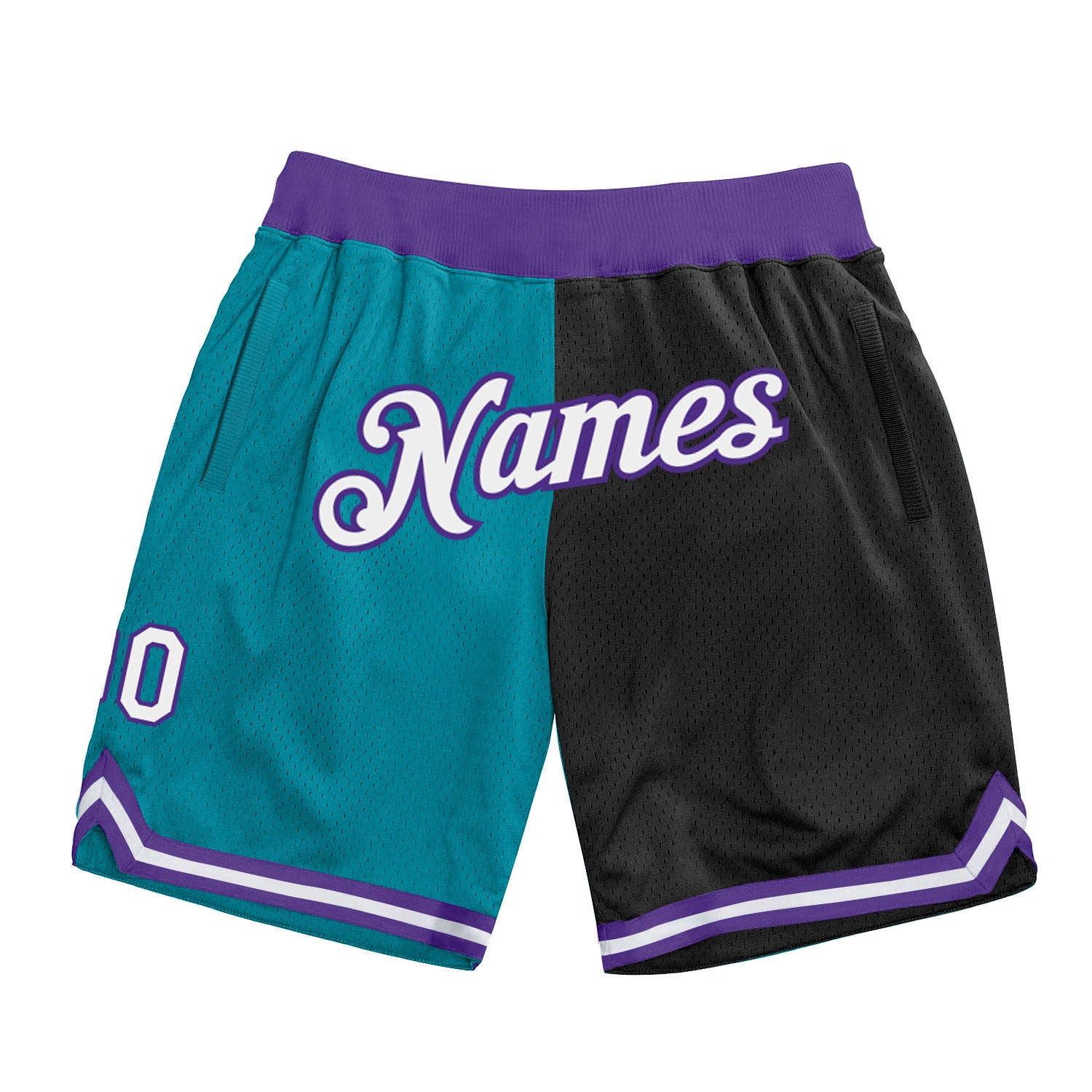 Custom Teal Black-White Fashion Basketball Shorts - Authentic Throwback Style Personalized Teal White-Black Authentic Throwback