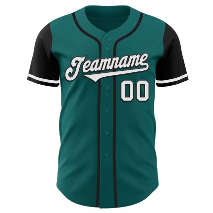 Custom Two Tone Baseball Jersey - Personalized Teal Black White with Team Name and Number Personalized Teal White-Black Authentic