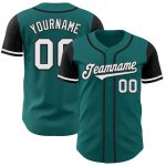 Custom Two Tone Baseball Jersey - Personalized Teal Black White with Team Name and Number Personalized Teal White-Black Authentic