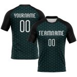 Custom Name Number Volleyball Uniform Jersey Teal White Black Geometric Shape Personalized Design Personalized Teal White-Black