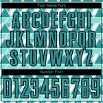 Custom Name and Number Soccer Uniform Jersey - Personalized Teal White Black Geometric Shapes Design Personalized Teal White-Black