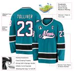 Custom Teal Black White Hockey Jersey - Personalized Sports Apparel Personalized Teal White-Black Hockey Jersey