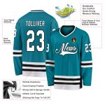 Customizable Hockey Jersey - Personalized Teal White Black Design with Team Name and Number Personalized Teal White-Black