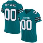 Custom Authentic Football Jersey with Mesh Design - Personalized Teal and Black with Name and Number Personalized Teal White-Black
