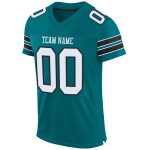 Custom Authentic Football Jersey with Mesh Design - Personalized Teal and Black with Name and Number Personalized Teal White-Black