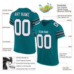 Custom Authentic Football Jersey with Mesh Design - Personalized Teal and Black with Name and Number Personalized Teal White-Black